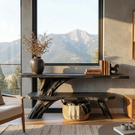 Organic Wooden Console Table Handmade Rustic Display Shelf
