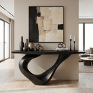 Solid Wood Console Table with Ribbon Curve Base for Entryway Decor