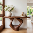 Solid Wood Console Table with Teardrop Loop Base for Entryway Decor