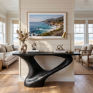 Console Table Solid Wood with Sweeping Loop Base for Entryway Decor