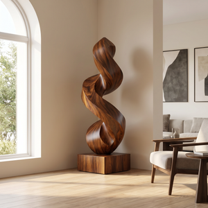Contemporary Curved Solid Wood Garden Sculpture