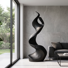 Flame-Inspired Solid Wood Sculpture for Contemporary Interiors