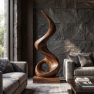 Modern Spiral Solid Wood Sculpture for Living Room Contemporary Abstract Design
