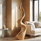Modern Flame Solid Wood Sculpture for Living Room Contemporary Abstract Art Piece