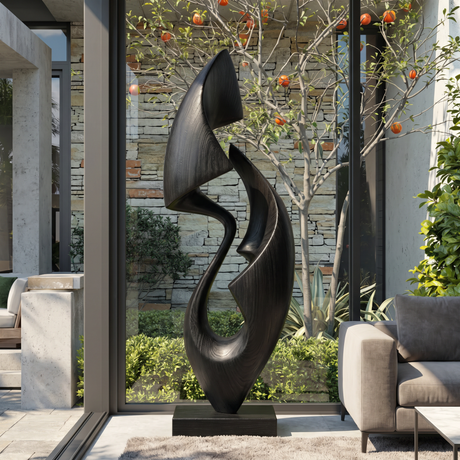 Organic Abstract Solid Wood Sculpture for Garden and Modern Home Interior