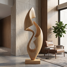 Organic Abstract Solid Wood Sculpture for Garden and Modern Home Interior