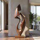 Organic Abstract Solid Wood Sculpture for Garden and Modern Home Interior