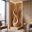 Outdoor Solid Wood Textured Flame Sculpture for Gardens and Modern Landscapes