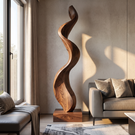 Modern Abstract Solid Wood Sculpture for Living Room Display