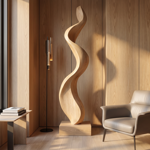 Modern Abstract Solid Wood Sculpture for Living Room Display