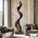 Modern Abstract Solid Wood Sculpture for Living Room Display