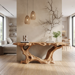 Console Table Solid Wood with Organic Root Base