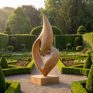 Organic Modern Outdoor Solid Wood Sculpture for Garden and Landscape Display