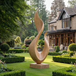 Flame Form Solid Wood Outdoor Sculpture for Garden Landscapes