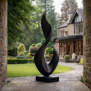 Flame Form Solid Wood Outdoor Sculpture for Garden Landscapes