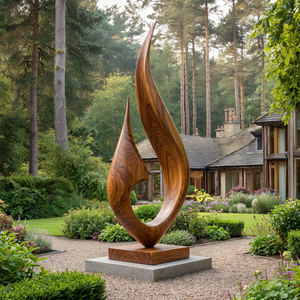 Flowing Flame Solid Wood Outdoor Sculpture for Garden Landscapes