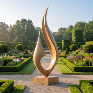 Flowing Flame Solid Wood Outdoor Sculpture for Garden Landscapes