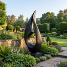 Large Outdoor Solid Wood Flame Sculpture with Plinth for Gardens, Courtyards, and Modern Landscapes