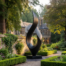 Contemporary Leaf Form Garden Solid Wood Sculpture for Landscape and Outdoor Display