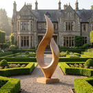 Contemporary Leaf Form Garden Solid Wood Sculpture for Landscape and Outdoor Display