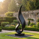 Hand-Carved Solid Wood Flame Sculpture for Garden and Outdoor Landscape