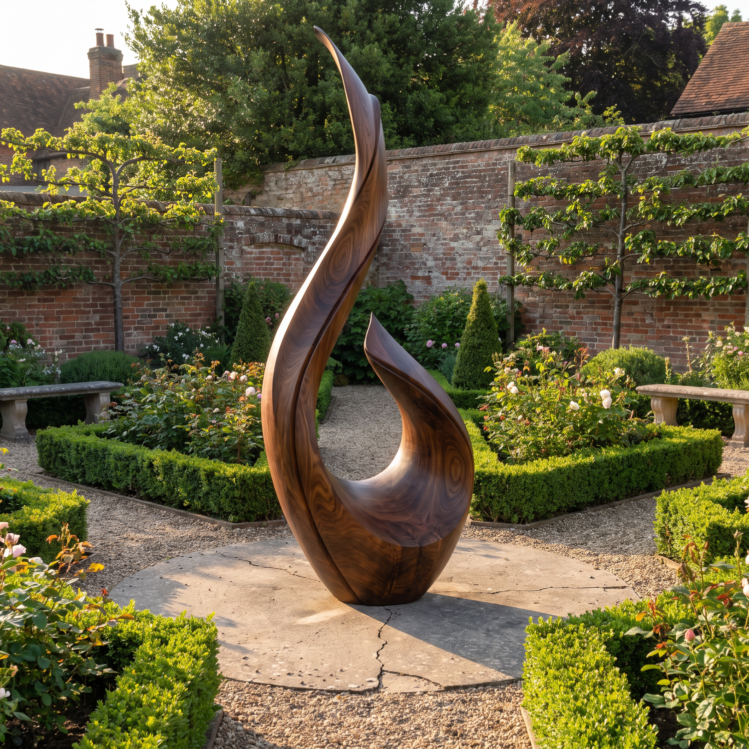 Large Outdoor Solid Wood Sculpture for Courtyards, Gardens, and Modern Landscapes