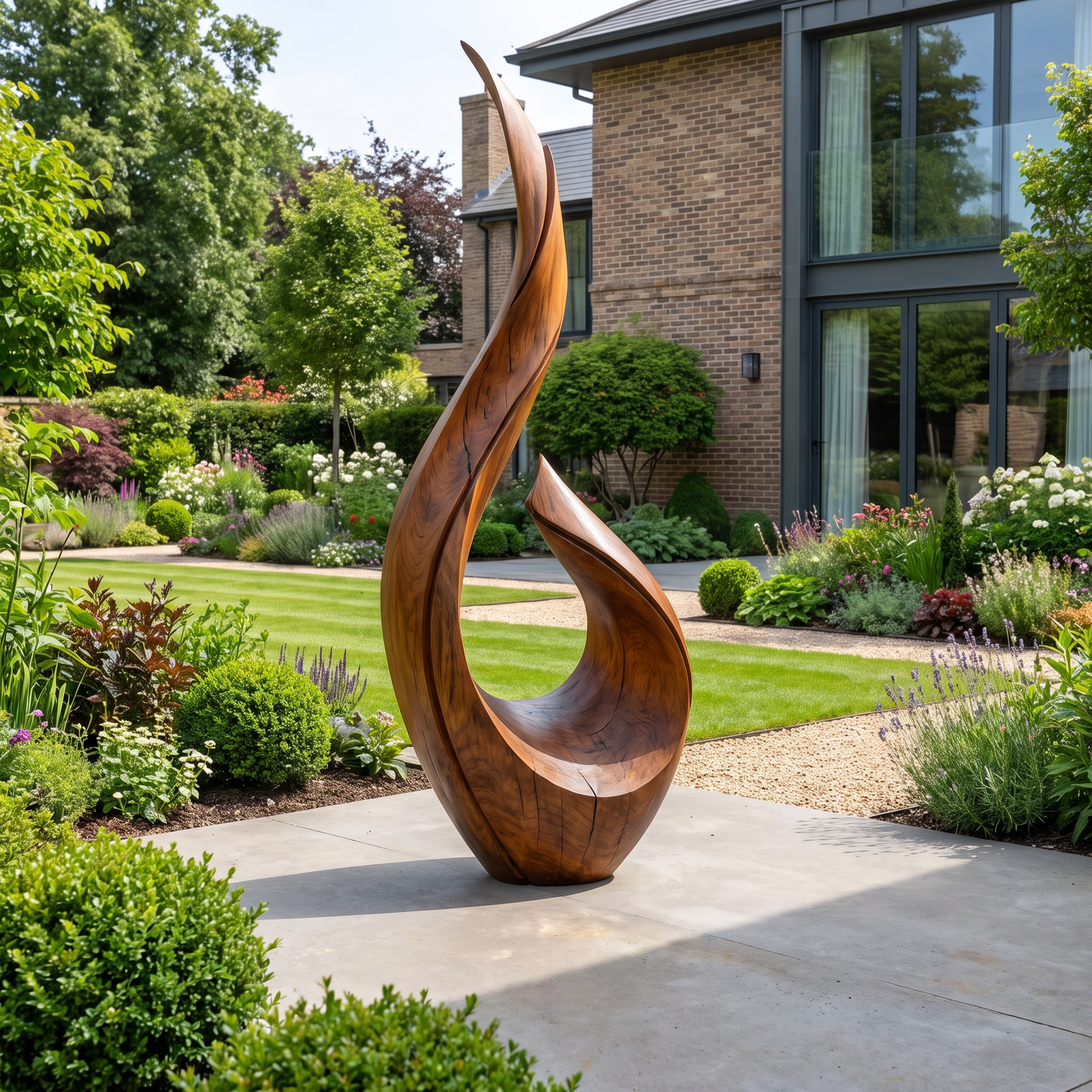 Large Outdoor Solid Wood Sculpture for Courtyards, Gardens, and Modern Landscapes