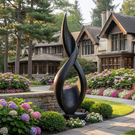 Abstract Twisting Solid Wood Outdoor Garden Sculpture on Base