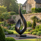 Large Outdoor Solid Wood Textured Flame Sculpture with Plinth for Gardens
