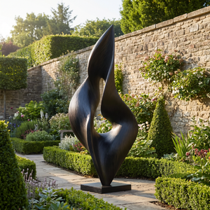 Organic Curved Solid Wood Sculpture for Garden and Landscape Display