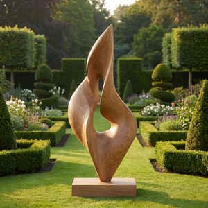 Organic Curved Solid Wood Sculpture for Garden and Landscape Display