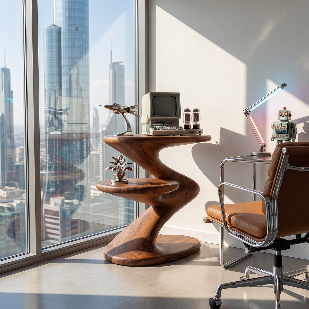 Two Tier Sculptural Solid Wood Side Table for Living Room and Lounge Styling