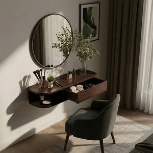 Floating Solid Wood Vanity with Soft-Curve Drawer