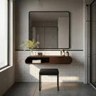 Floating Solid Wood Vanity with Rounded Drawer