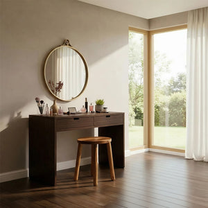 Solid Wood Vanity Table with Drawers for Warm Minimalist Interiors