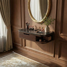 Floating Wood Vanity with Black Top