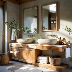 Double Solid Wood Bathroom Vanity with Cabinet and Open Shelf