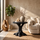 End Table Solid Wood with Branching Tree Root Pedestal for Living Room Decor