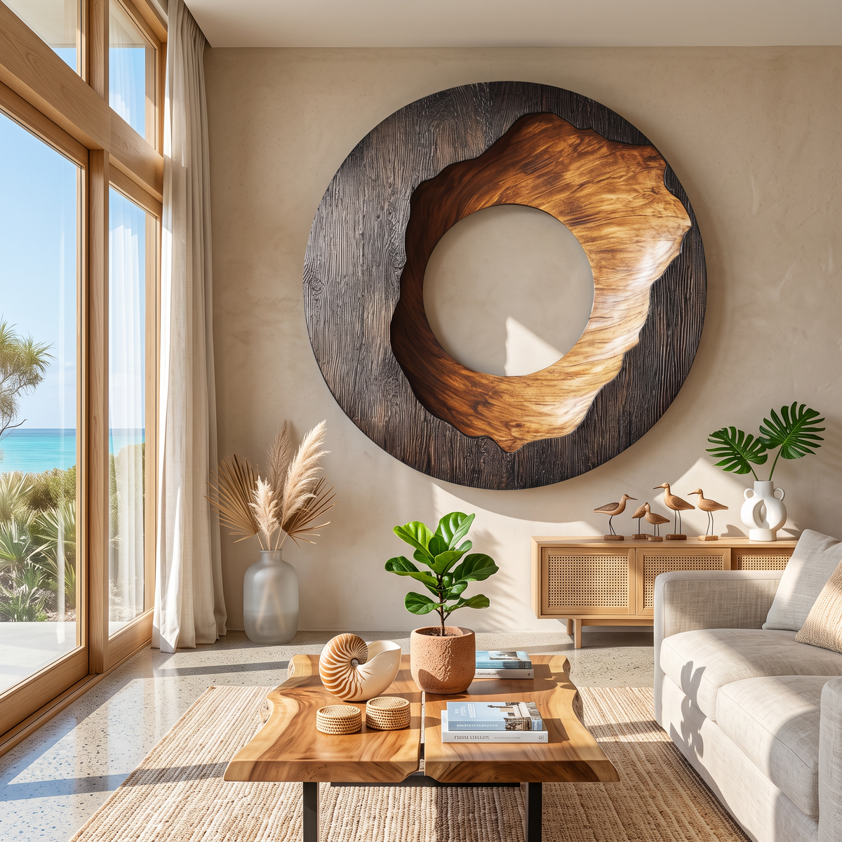 Contemporary Solid Wood Wall Art for Living Room Display