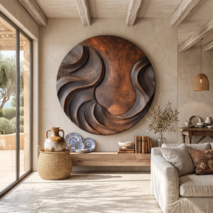 Modern Textured Solid Wood Wall Sculpture for Contemporary Living Rooms