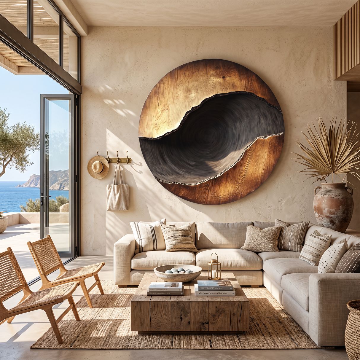 Organic Solid Wood Wall Sculpture for Living Room Display