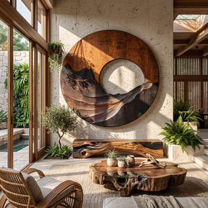 Natural Ridge Solid Wood Wall Sculpture for Living Room