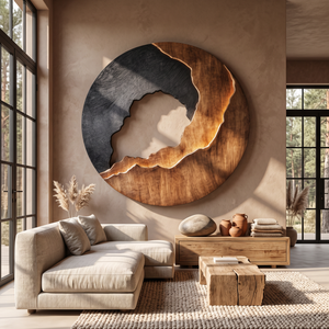 Modern Textured Solid Wood Wall Sculpture for Living Room