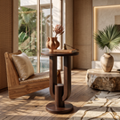 Tall Solid Wood Side Table Modern Pedestal Accent Table Living Room Decor