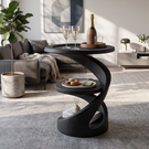 Helix Two Level Solid Wood Side Table with Tray Top for Living Room Decor