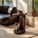 Waterfall Solid Wood Side Table with Tray Top for Living Room Decor