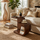 Sculptural Solid Wood Side Table for Modern Living Rooms and Cozy Corners