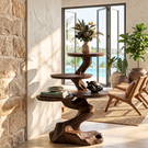 Tree Root Pedestal Side Table Handmade Wooden Display Stand
