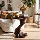 Hand-Carved Twisted Solid Wood Accent Table