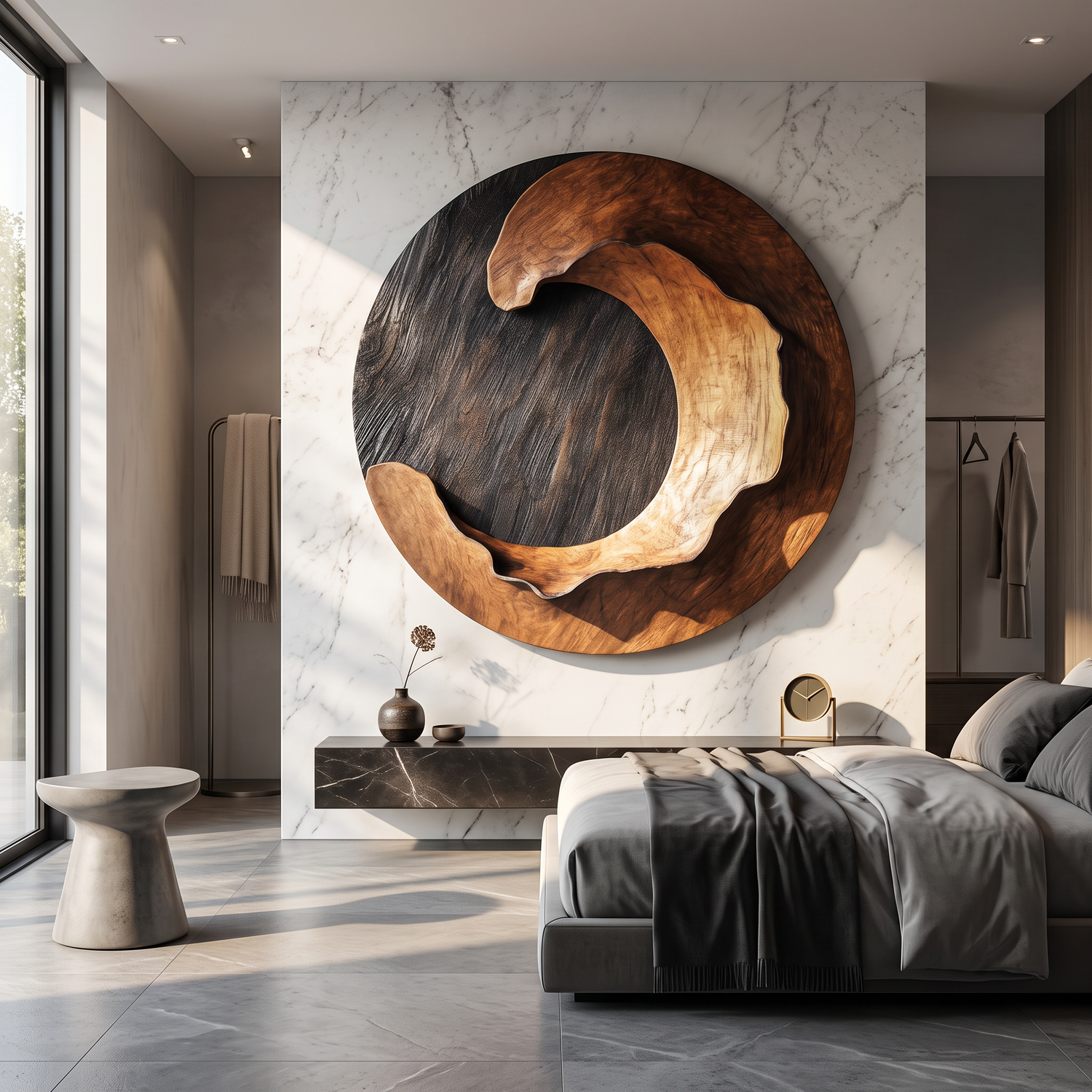 Modern Organic Solid Wood Wall Sculpture for Living Room Spaces